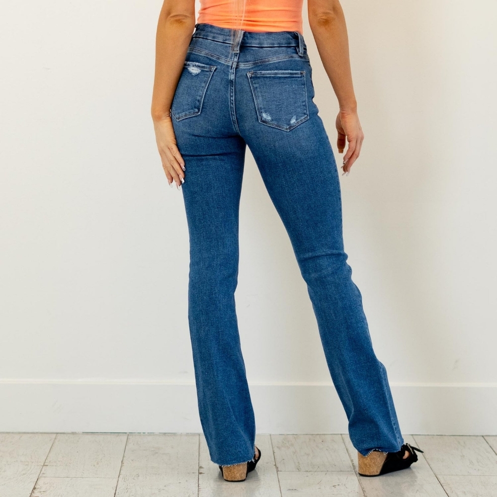Vervet Super High Rise Slim Straight Raw Hem Jeans Dark Wash Size 31 - Picture 2 of 8